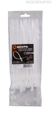 Хомут нейлоновый под винт Вихрь 4,8х200 Б (100 шт)